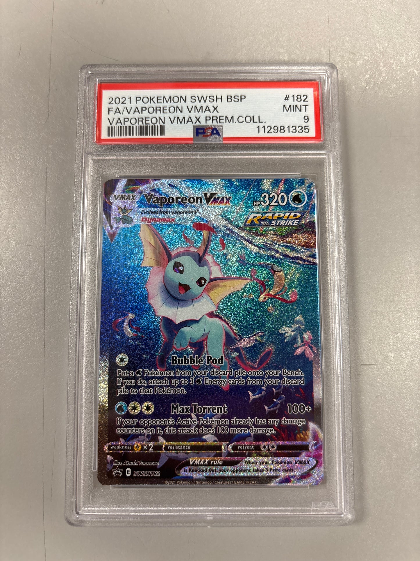 Pokemon Vaporeon VMAX SWSH182 PSA 9