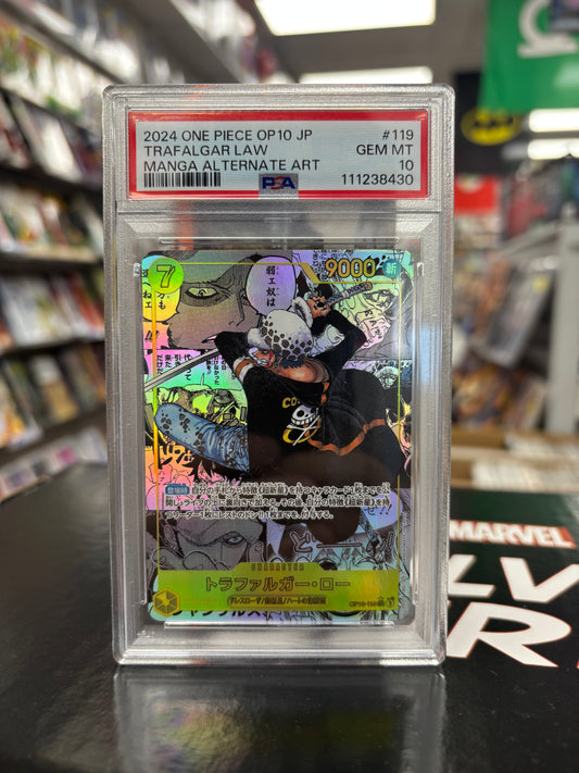 One Piece Card Game Japanese Trafalgar Law OP10-119 Manga Alt Art PSA 10