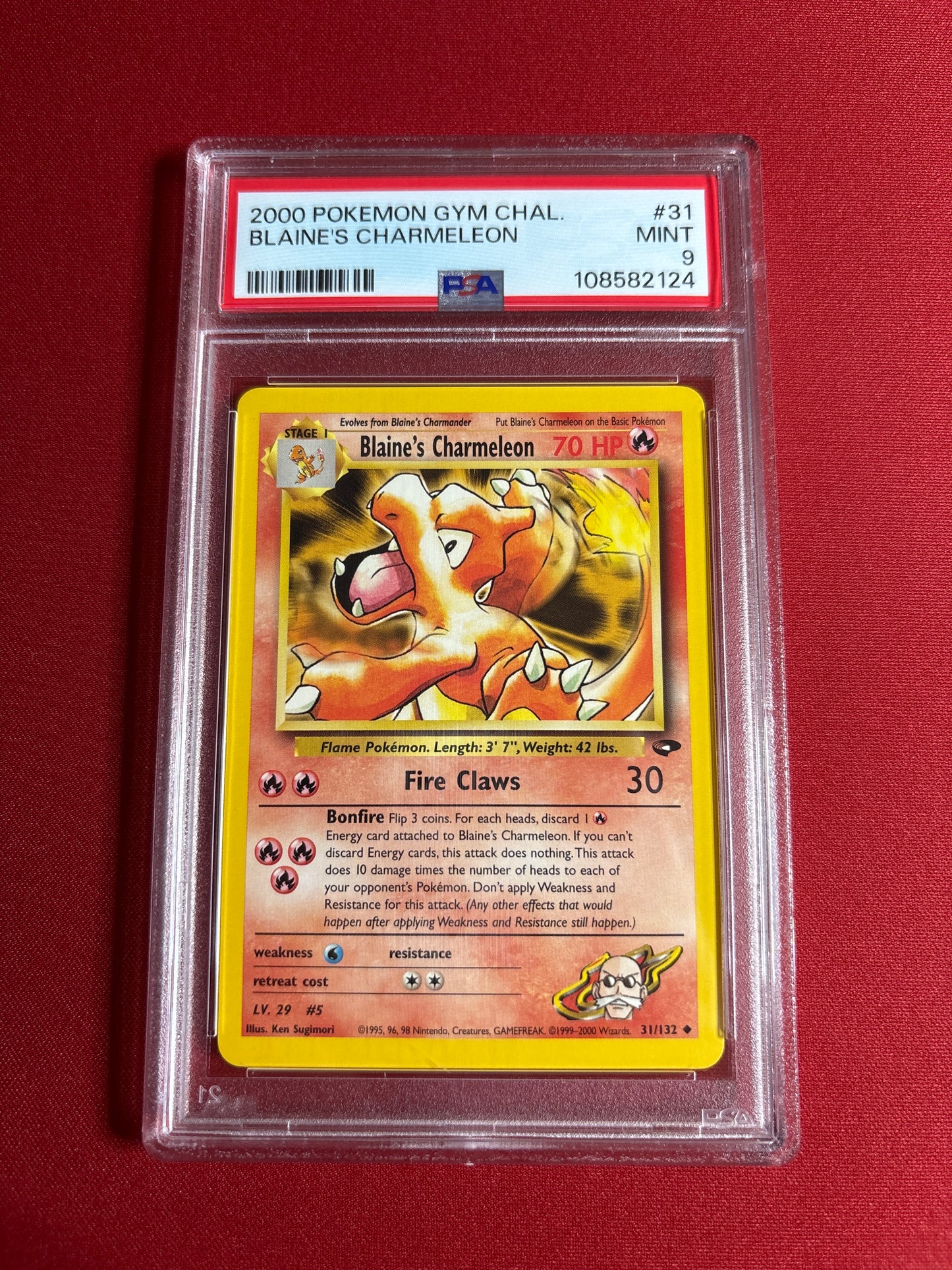 Pokemon Blaine’s Charmeleon 31/132 Unlimited PSA 9