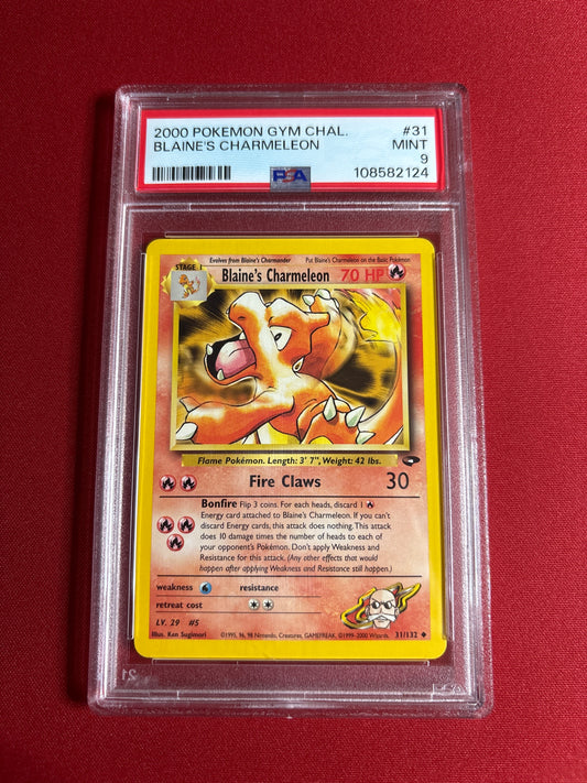 Pokemon Blaine’s Charmeleon 31/132 Unlimited PSA 9