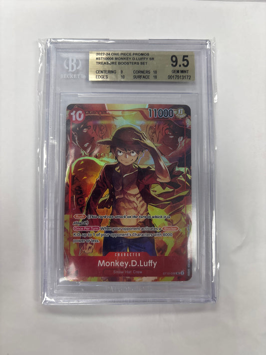 One Piece TCG Monkey D. Luffy Treasure Booster Promo Beckett 9.5