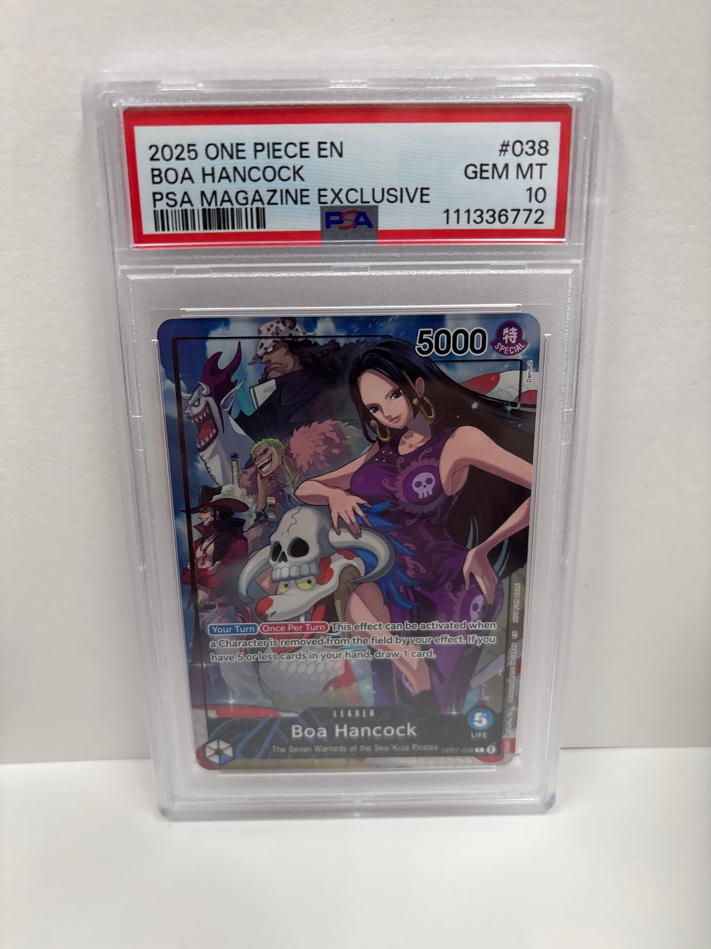 One Piece TCG Boa Hancock OP07-038 PSA Magazine Exclusive PSA 10