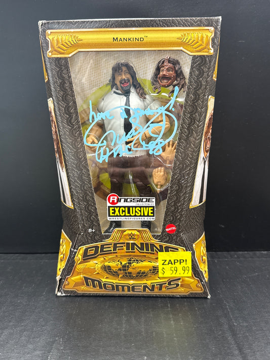 WWE Elite Defining Moments Mankind Ringside Exclusive Signed by Mick Foley (Box Damaged)