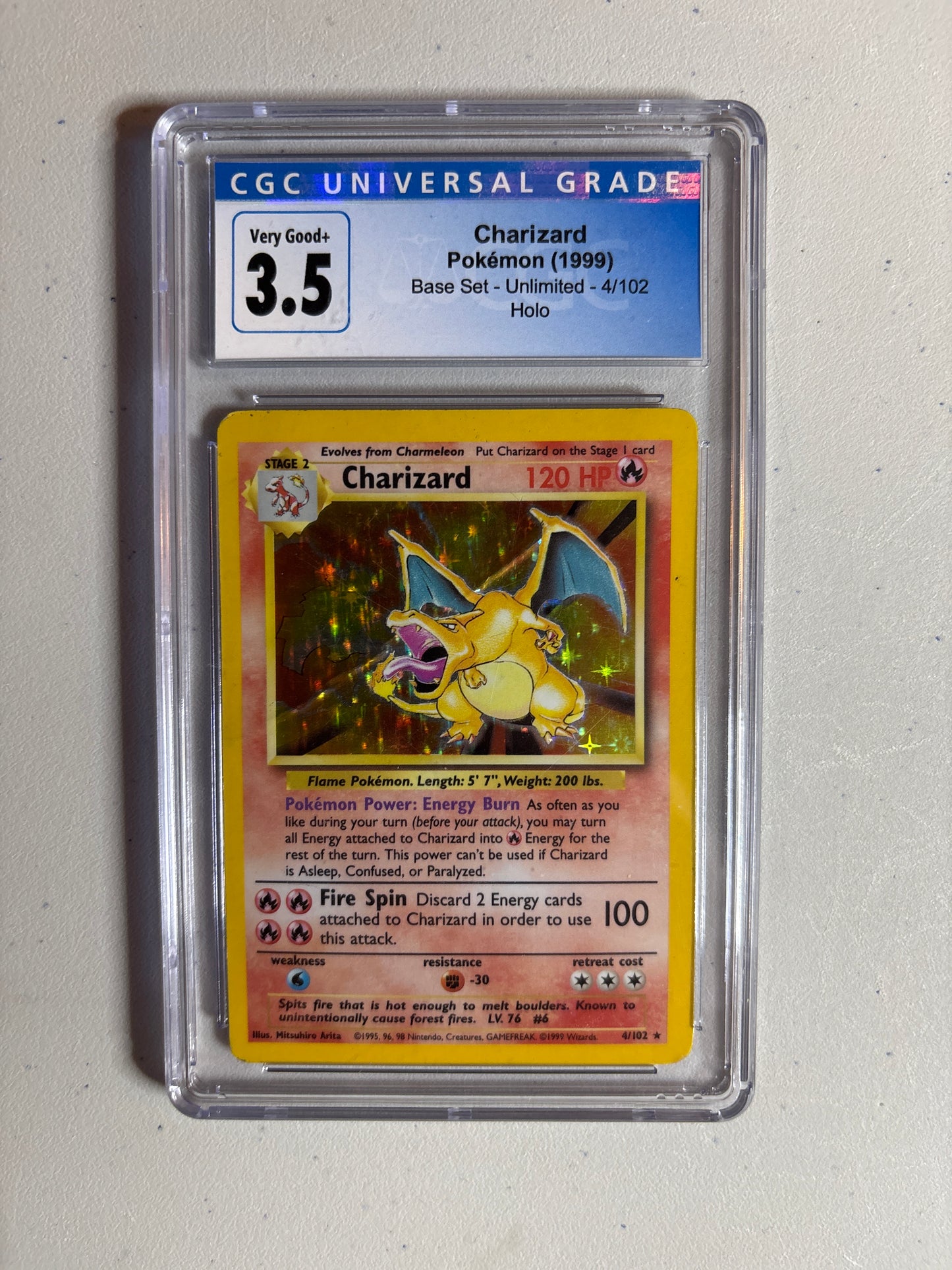 Pokemon Charizard 4/102 (1999) CGC 3.5