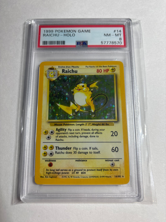 Pokemon Raichu 14/102 (1999) PSA 8