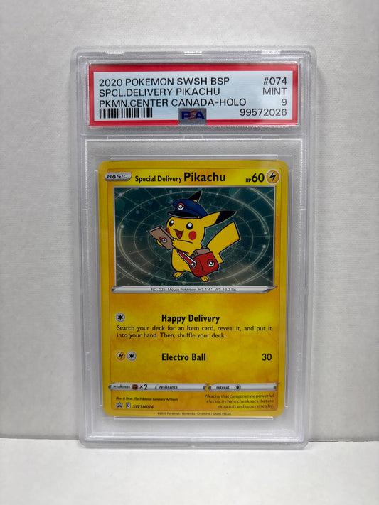 Pokemon Special Delivery Pikachu SWSH074 PSA 9