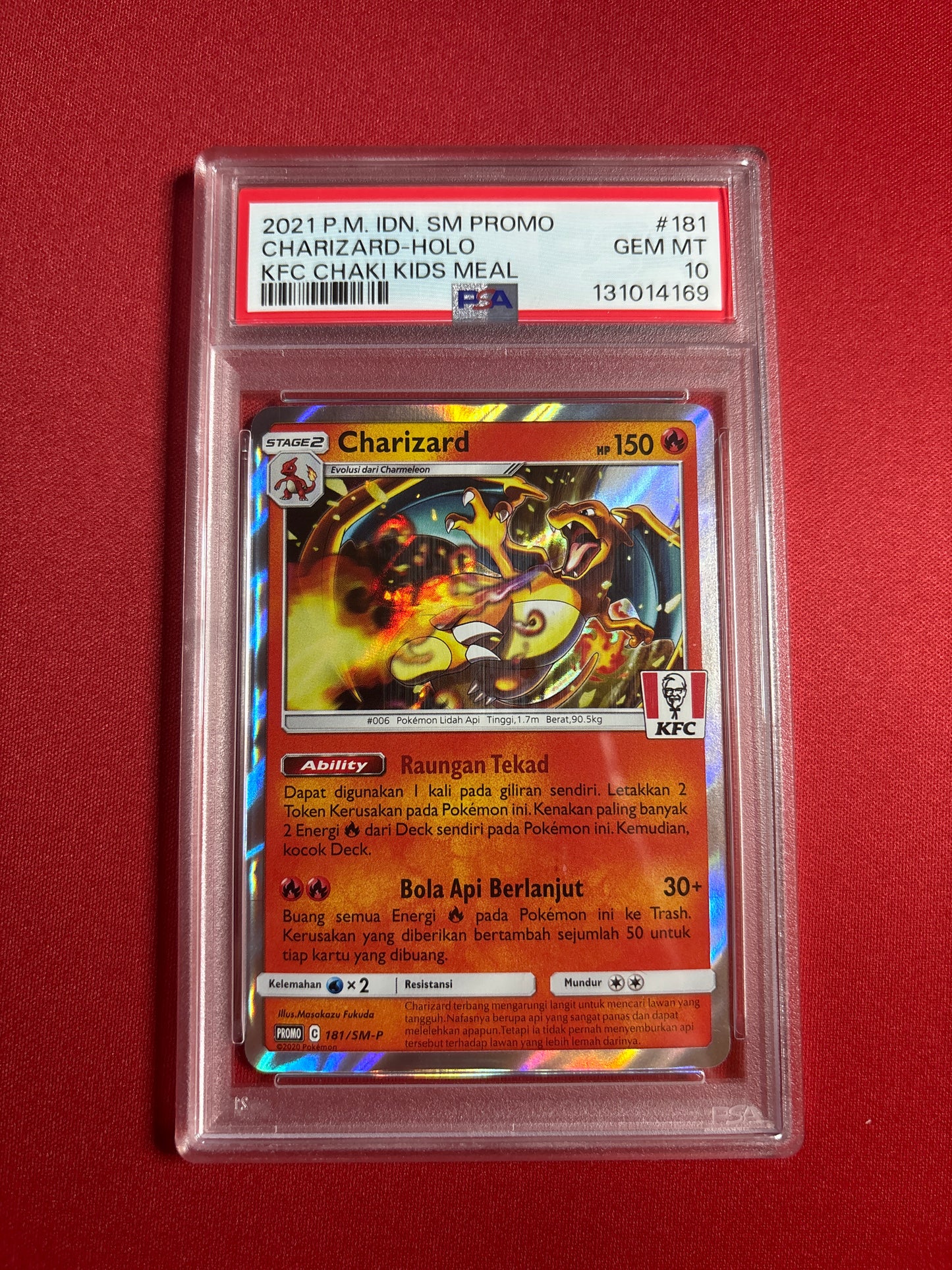 Pokemon Indonesian KFC Charizard 181/SM-P PSA 10