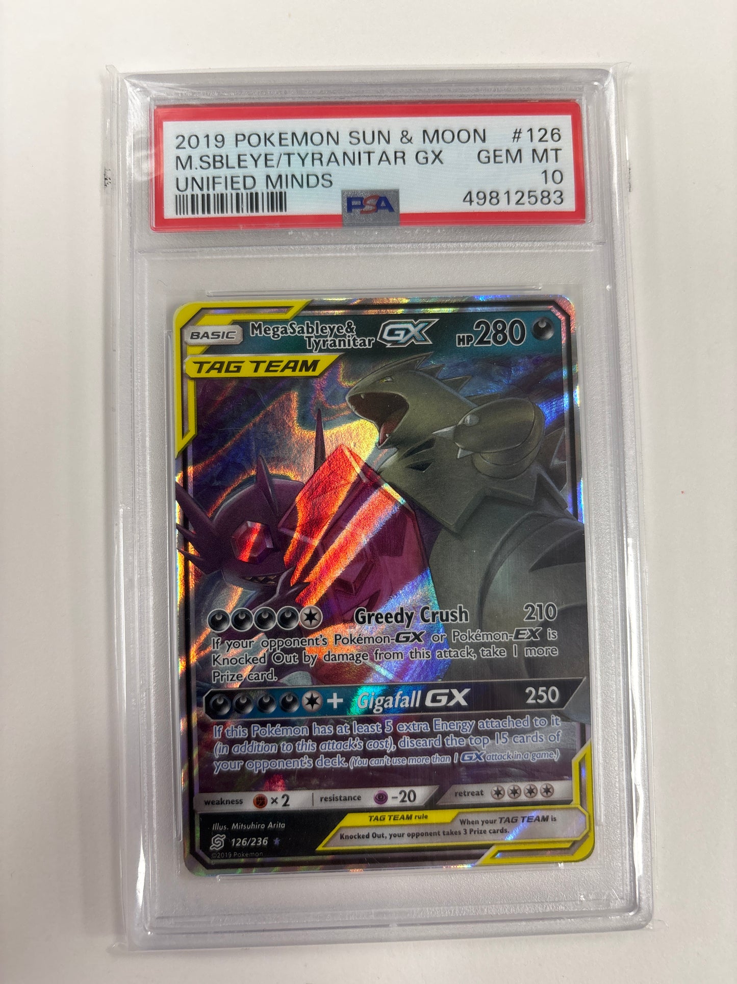 Pokemon Mega Sableye & Tyranitar GX 126/236 PSA 10