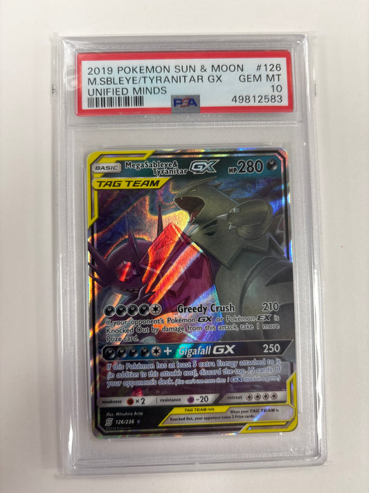Pokemon Mega Sableye & Tyranitar GX 126/236 PSA 10