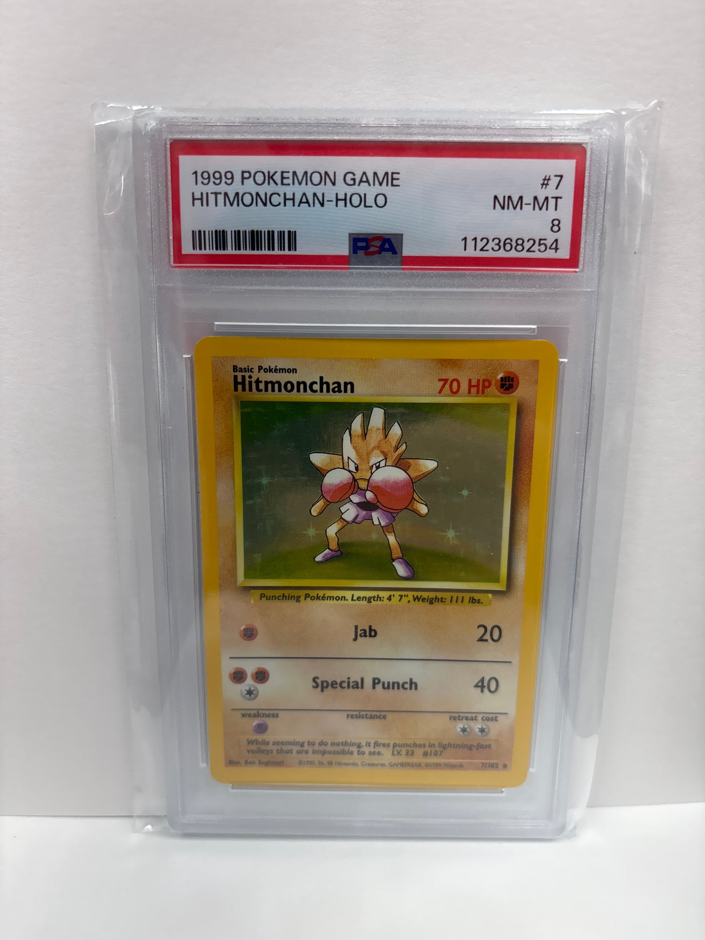 Pokemon Hitmonchan 7/102 (1999) PSA 8