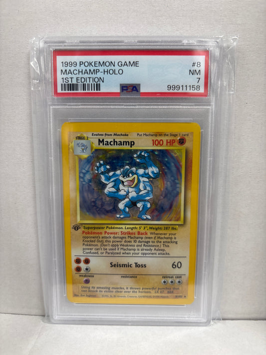 Pokemon Machamp 8/102 1st Edition (1999) PSA 7