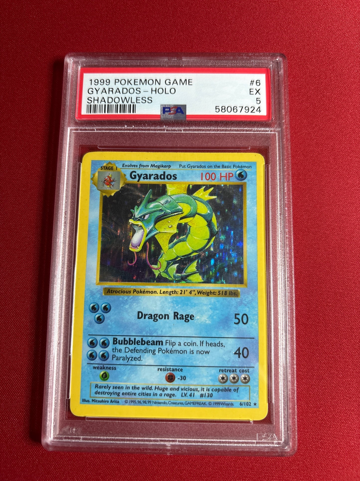Pokemon Gyarados 6/102 Shadowless (1999) PSA 5