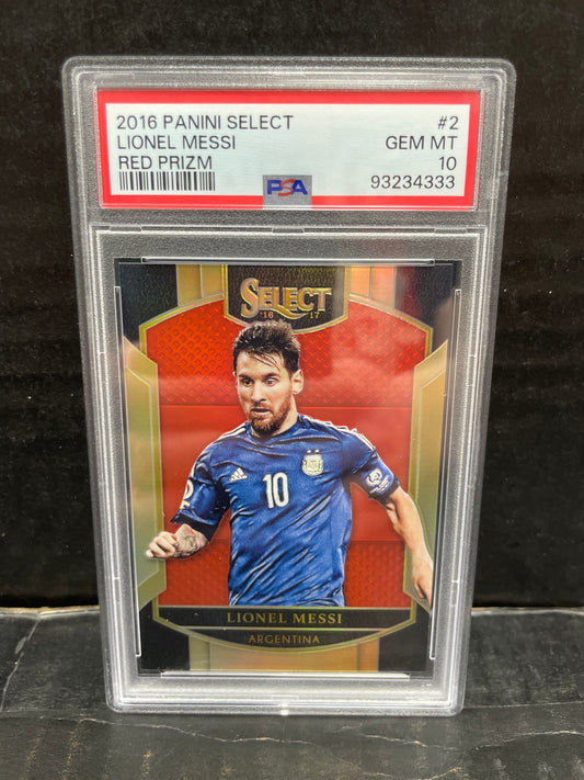 2016 Panini Select Lionel Messi Red Prizm PSA 10