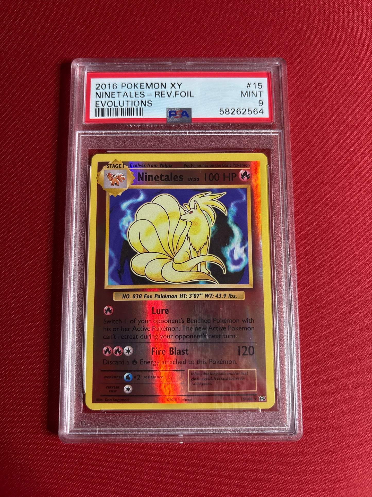 Pokemon Ninetales 15/108 Reverse FOIL (2016) PSA 9