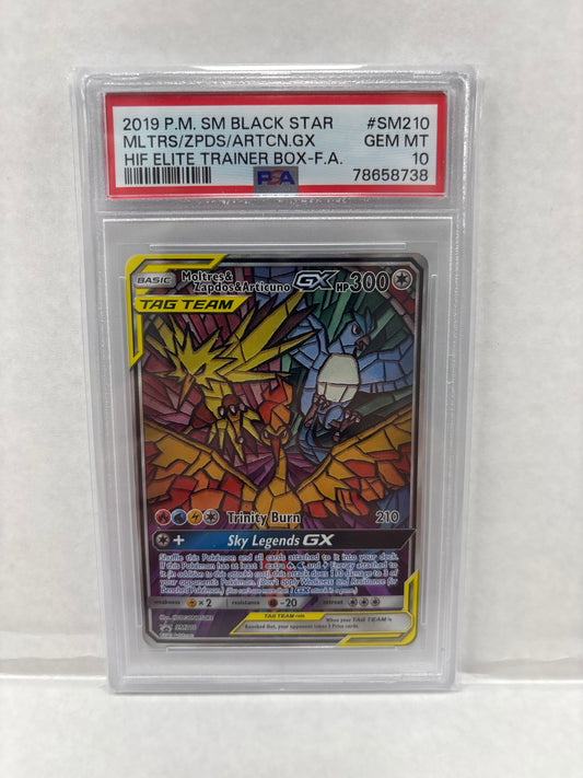 Pokemon Moltres & Zapdos & Articuno GX SM210 PSA 10