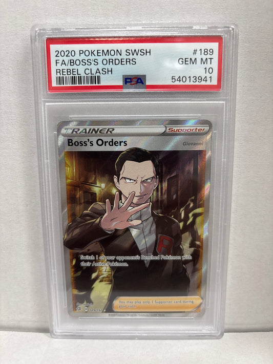 Pokemon Boss’s Orders 189/192 PSA 10