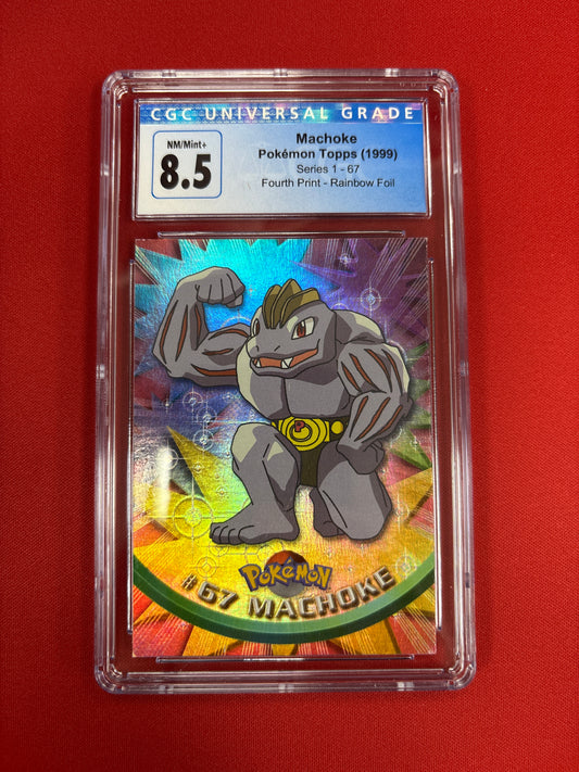 Pokemon Topps Series 1 Machoke #67 4th Print Rainbow FOIL (1999) CGC 8.5