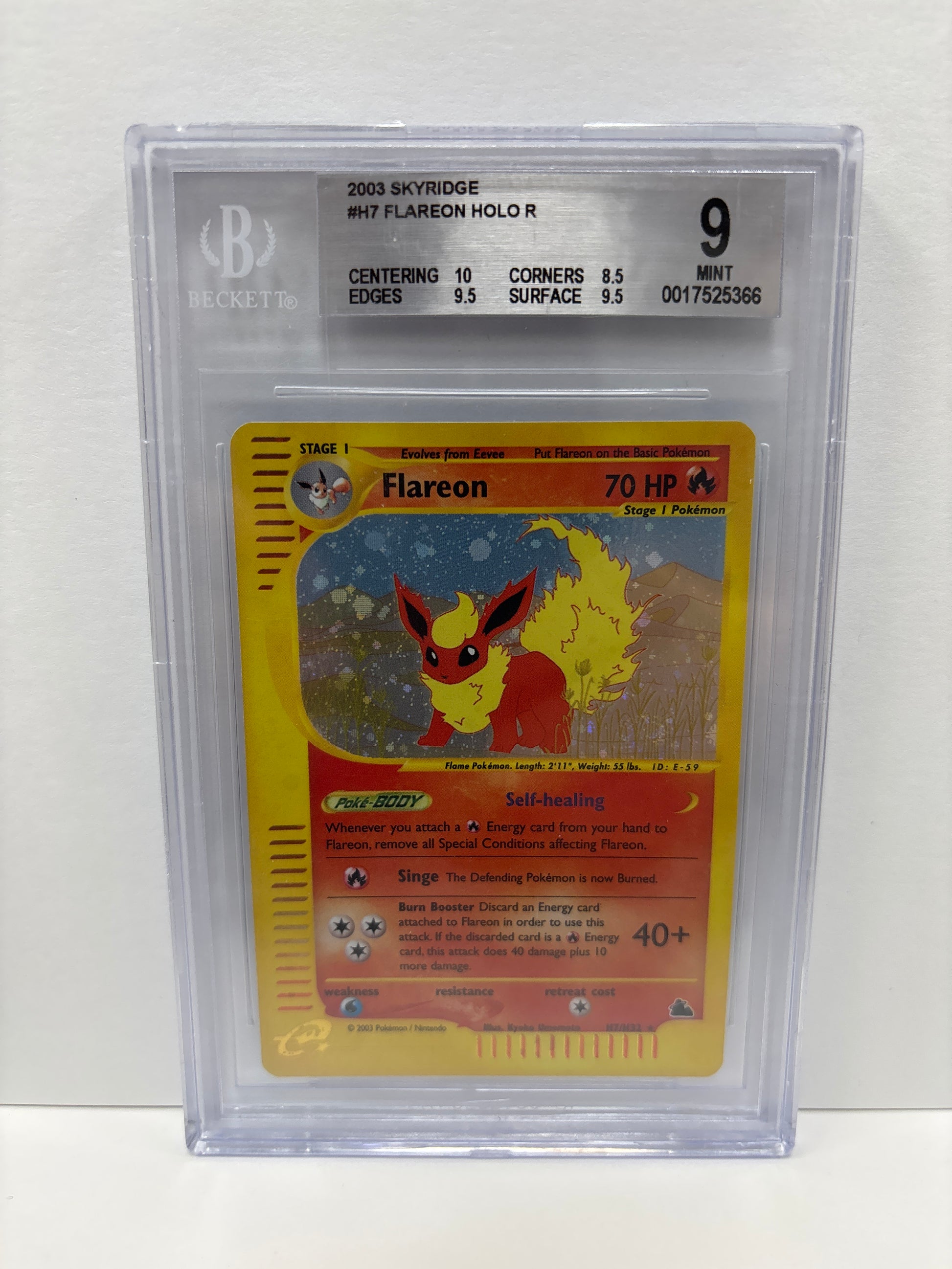 Pokemon Flareon H7/H32 HOLO Beckett 9 Zapp! Comics Pokemon Flareon H7/H32 HOLO Beckett 9 Zapp! Comics