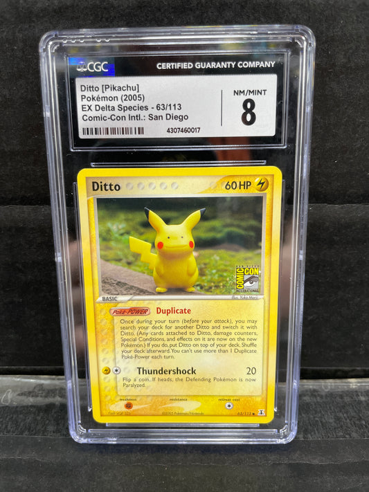 Pokemon Ditto SDCC 63/113 Pikachu CGC 8