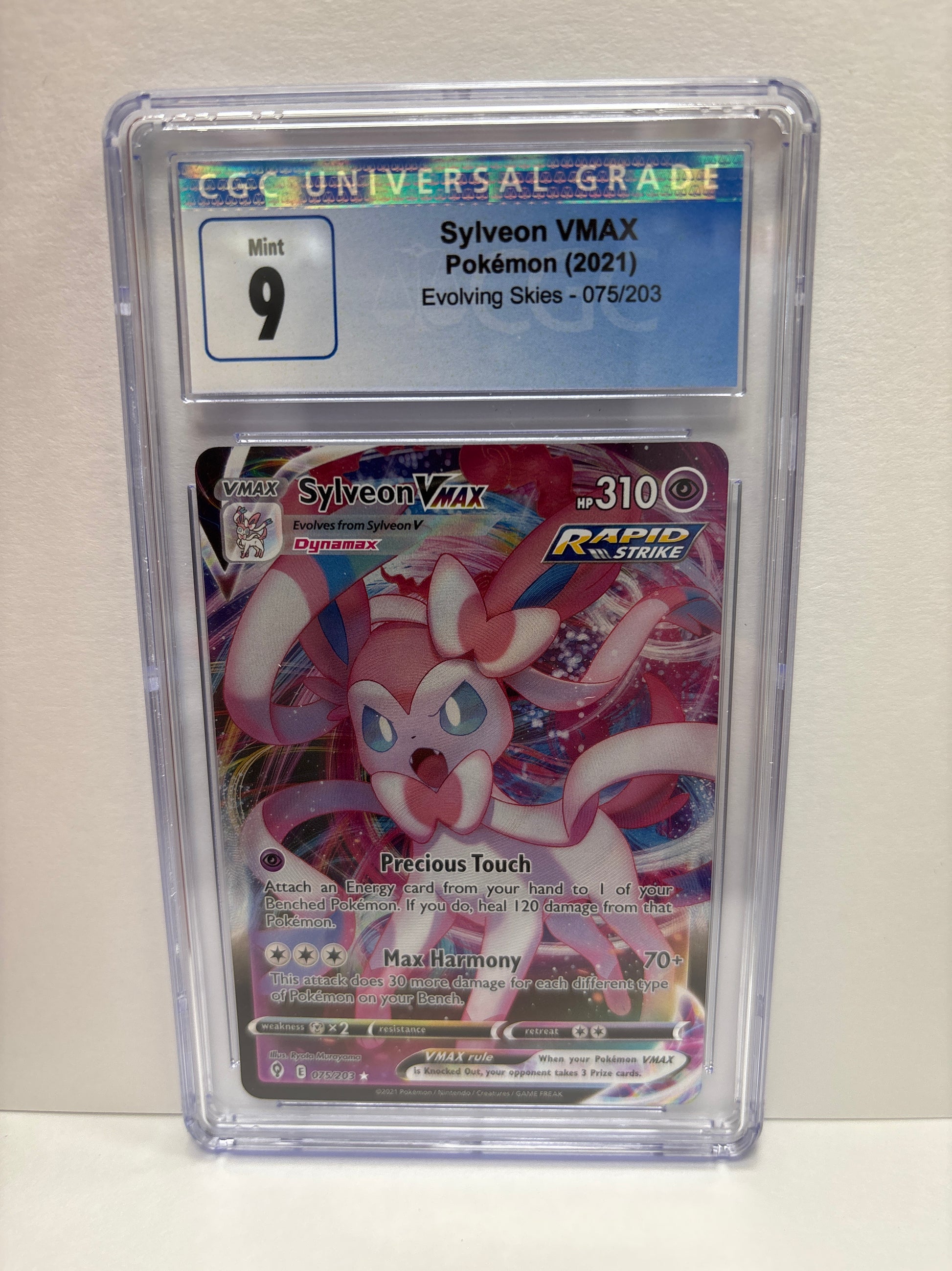 Pokemon Sylveon VMAX 075/203 CGC 9 Zapp! Comics Pokemon Sylveon VMAX 075/203 CGC 9 Zapp! Comics