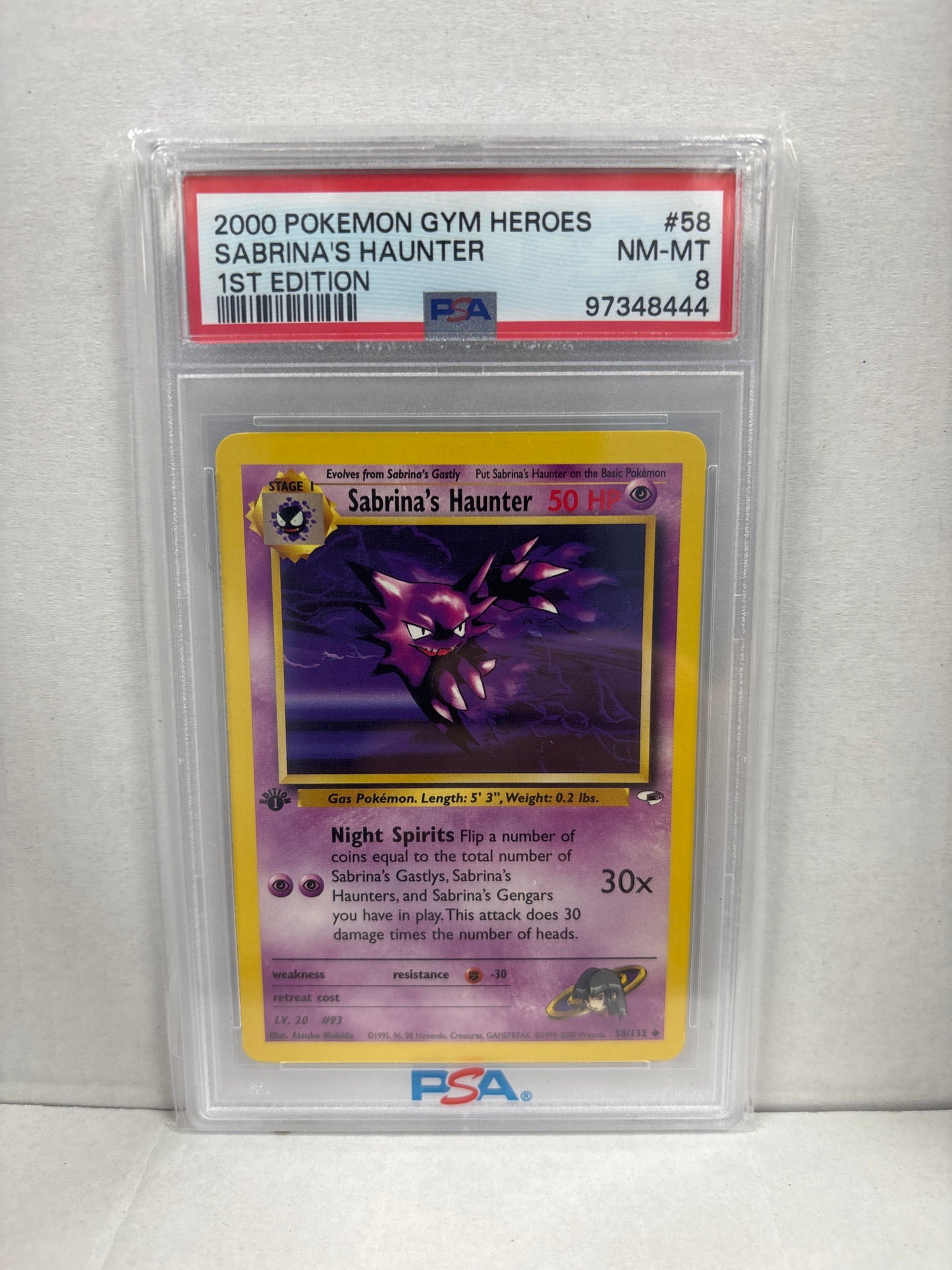 Pokemon Sabrina’s Haunter 58/132 1st Edition PSA 8