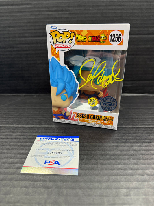 Funko Pop! Dragon Ball Super SSGSS Goku (Kaio-Ken Times Twenty) Funko Special Edition 1256 (Grade A) Signed by Sean Schemmel