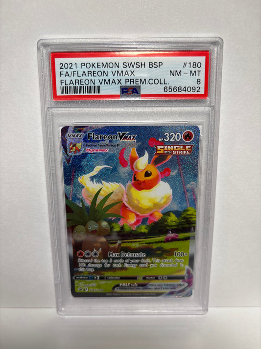 Pokemon Flareon VMAX SWSH180 PSA 8 (Scrathes on Slab)