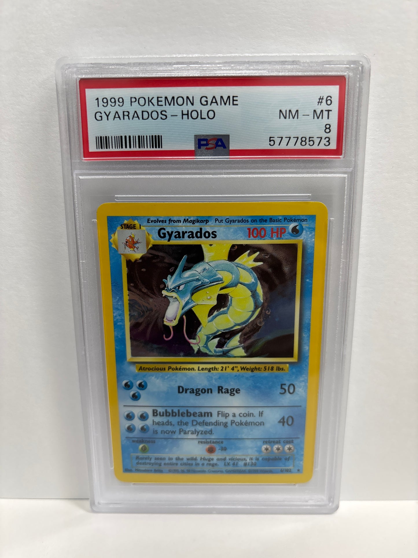 Pokemon Gyarados 6/102 (1999) PSA 8