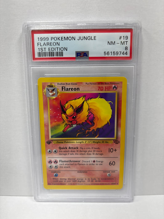 Pokemon Flareon 19/64 1st Edition (1999) PSA 8