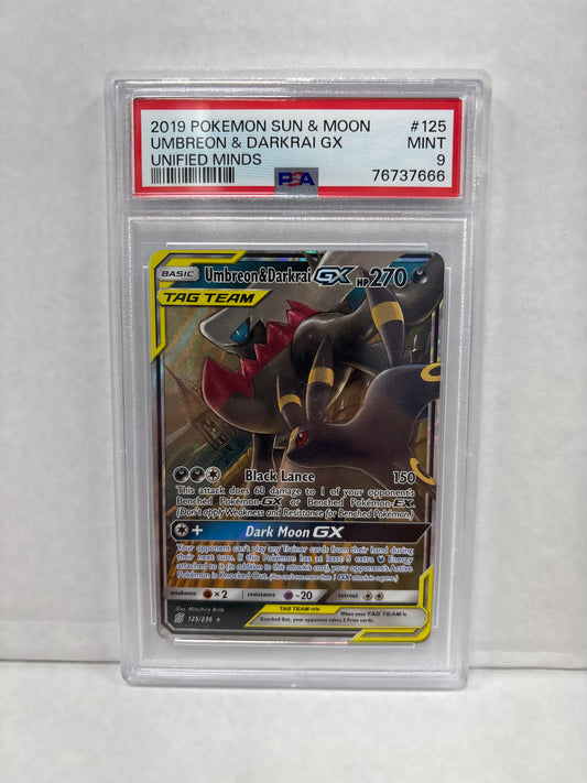 Pokemon Umbreon & Darkrai GX 125/236 PSA 9