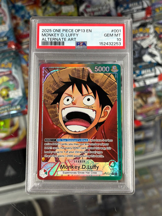 One Piece Card Game Monkey D. Luffy OP13-001 PSA 10