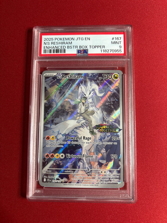 Pokemon N’s Reshiram 167/159 Stamped Box Topper PSA 9