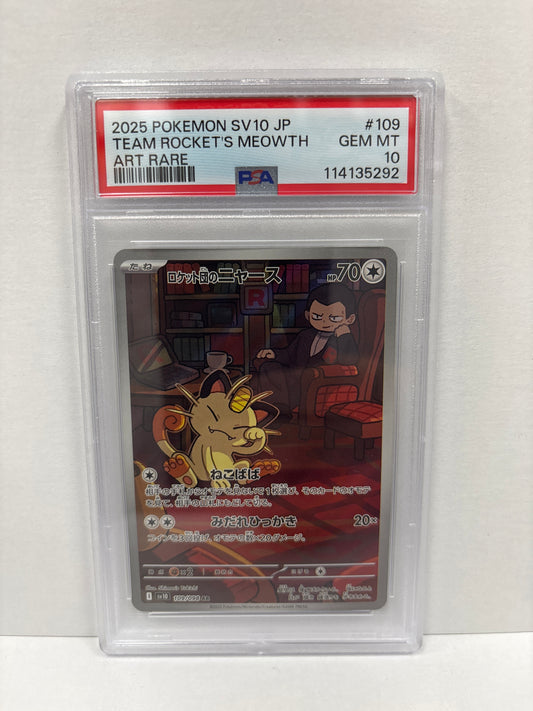 Pokemon Japanese Team Rocket’s Meowth 109/098 PSA 10