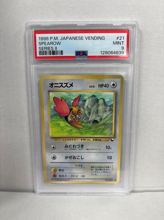 Pokemon Japanese Vending Series II Spearow #021 (1998) PSA 9