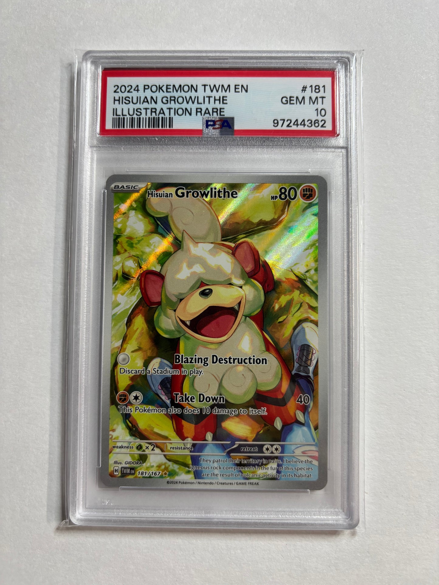 Pokemon Hisuian Growlithe 181/167 PSA 10