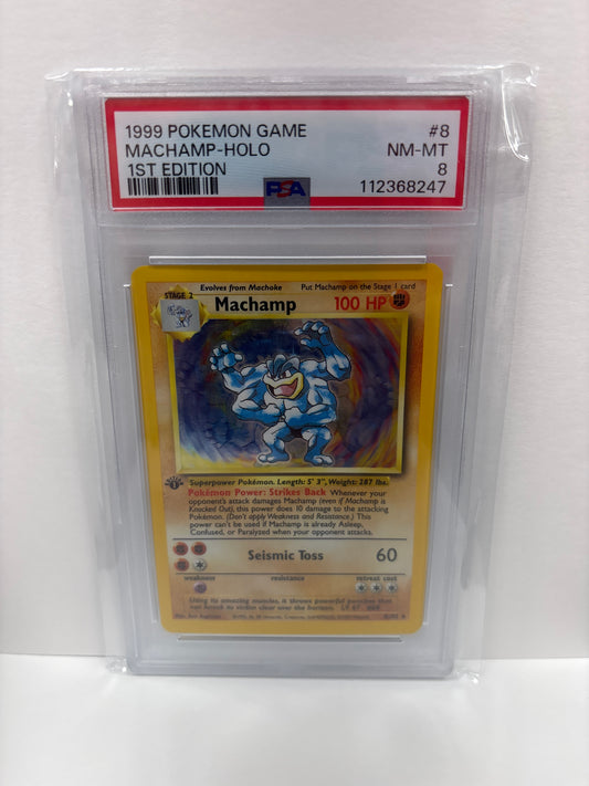 Pokemon Machamp 8/102 (1999) 1st Edition PSA 8