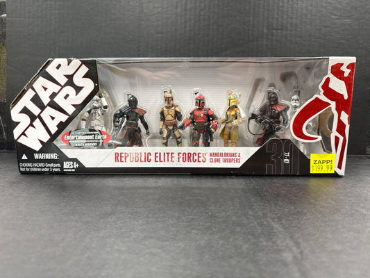 Star Wars Republic Elite Forces Mandalorians & Clone Troopers Entertainment Earth Exclusive