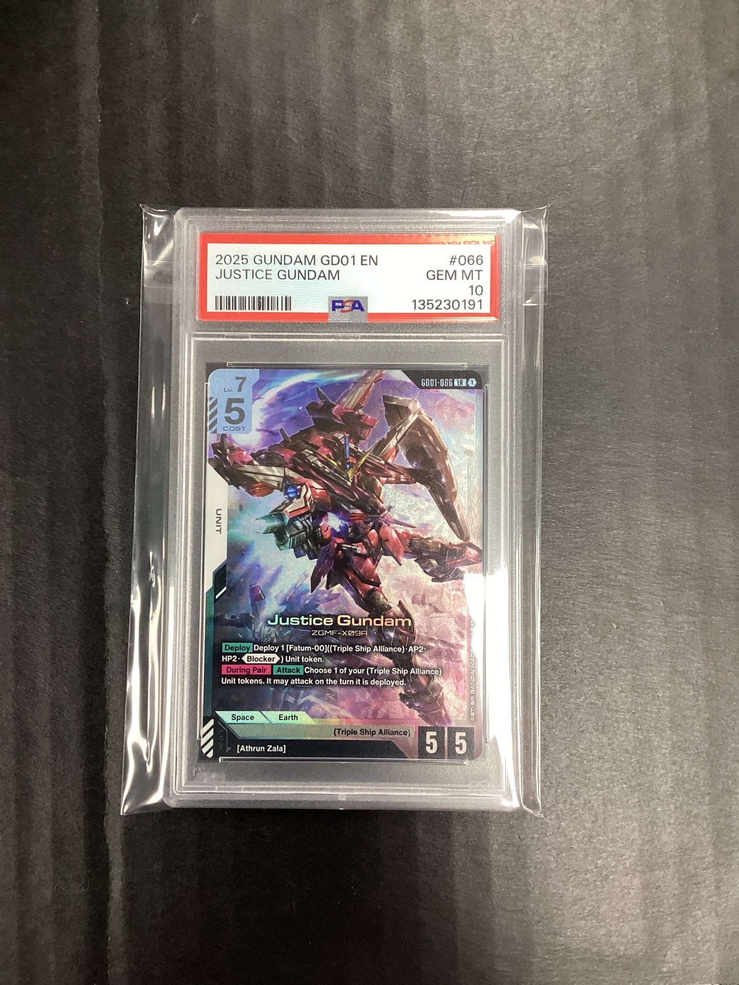 2025 Gundam Card Game Justice Gundam GD01-066 LR PSA 10