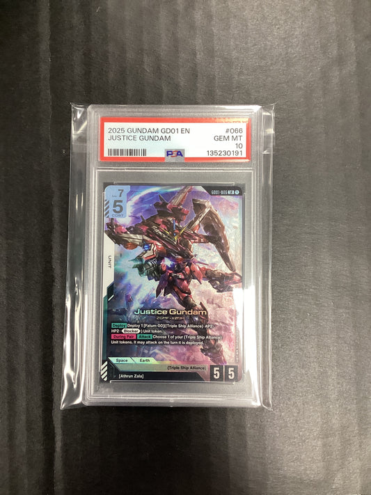 2025 Gundam Card Game Justice Gundam GD01-066 LR PSA 10