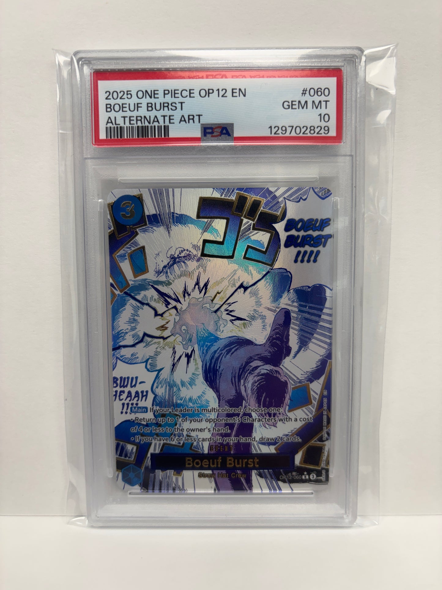 One Piece Card Game Boeuf Burst OP12-060 PSA 10