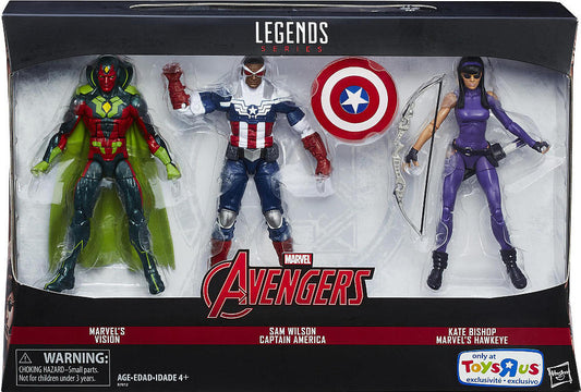 Marvel Legends Avengers (Sam Wilson Captain America, Vision, Kate Bishop Hawkeye) 3 Pack Toys R Us Exclusive