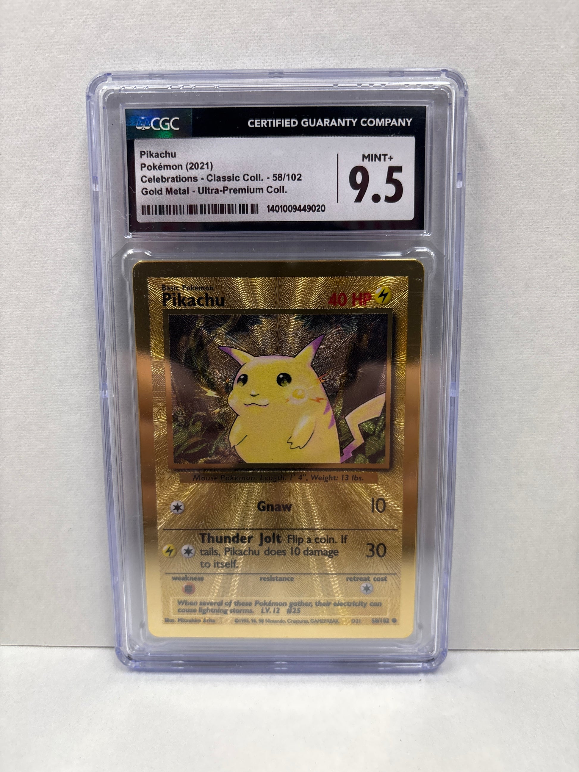 Pokemon Pikachu 58/102 (2021) Gold Metal CGC 9.5 Pokemon Pikachu 58/102 (2021) Gold Metal CGC 9.5