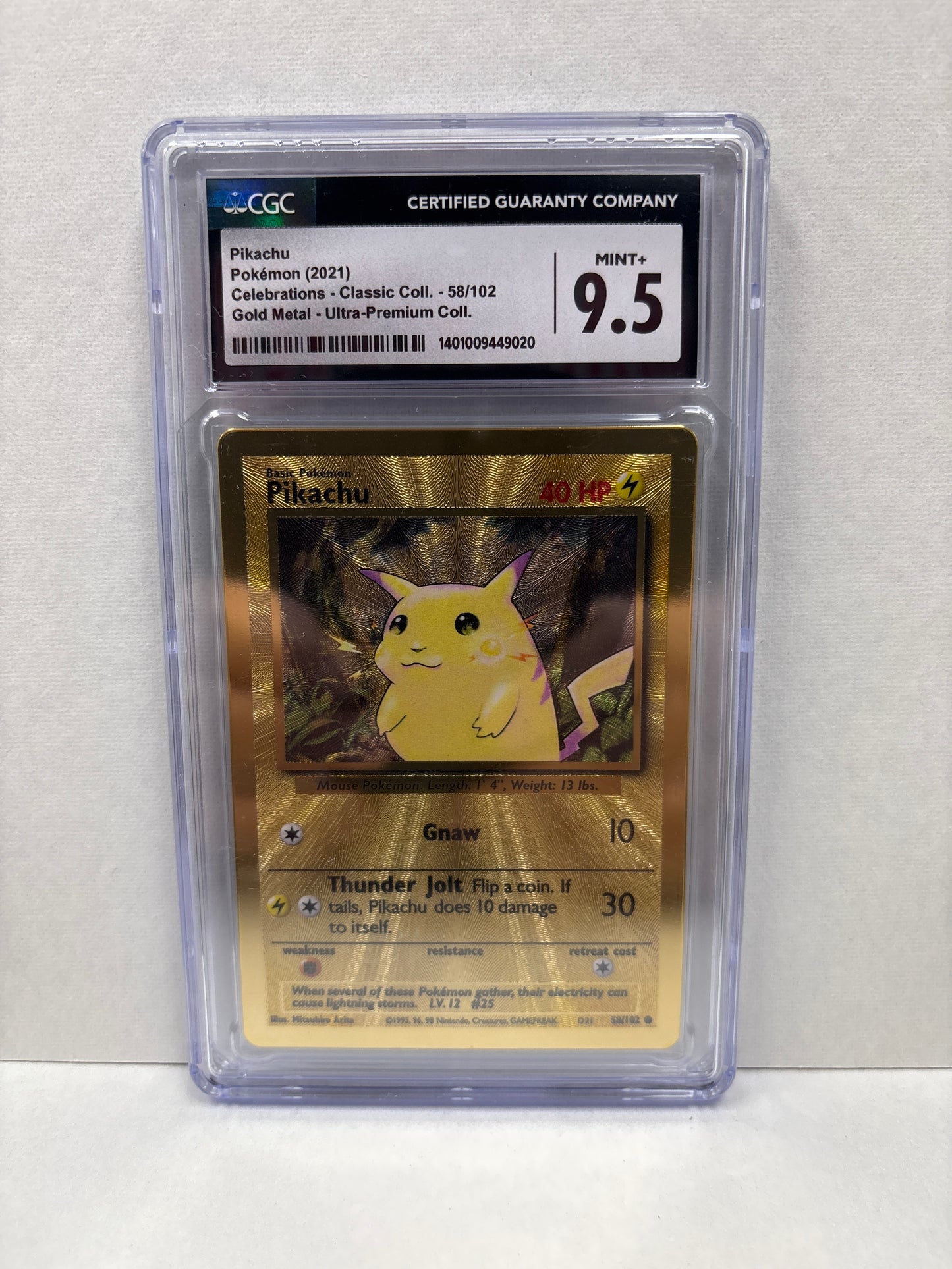 Pokemon Pikachu 58/102 (2021) Gold Metal CGC 9.5