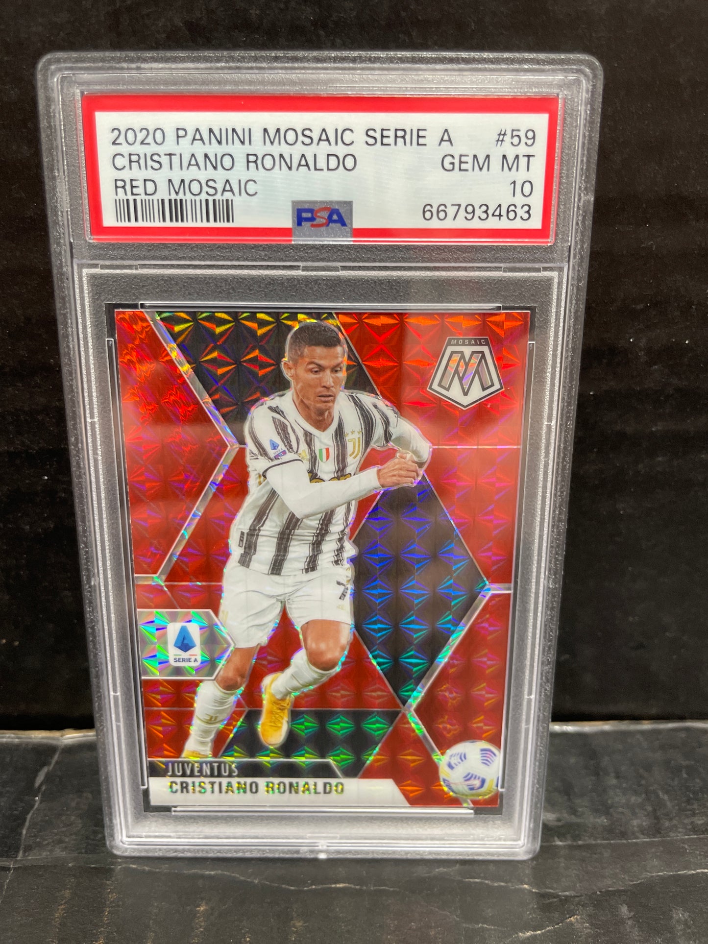 2020 Panini Mosaic Series A Cristiano Ronaldo Red Mosaic PSA 10