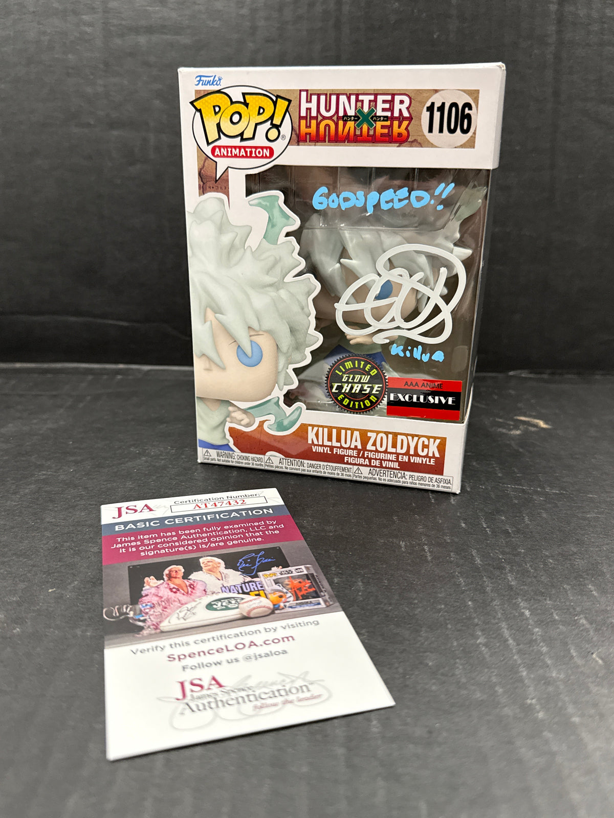 Funko Pop! Hunter x Hunter Killua Zoldyck 1106 Glow Chase (Grade B) Signed by Cristina Vee