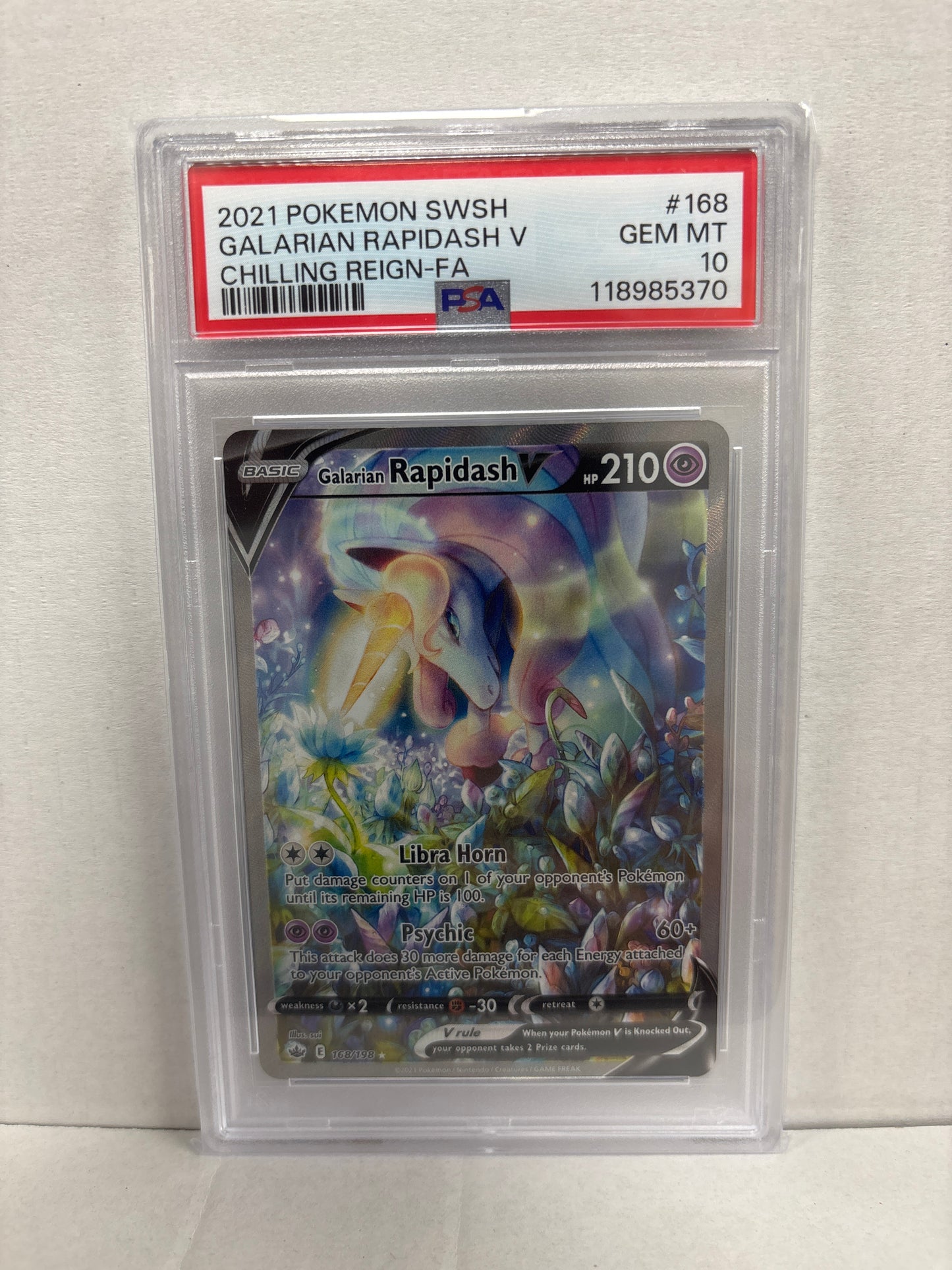 Pokemon Galarian Rapidash V 168/198 PSA 10