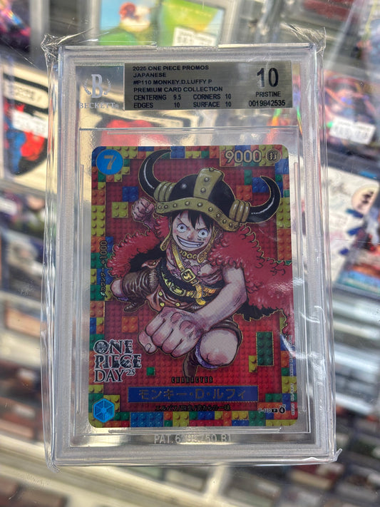 One Piece Card Game Japanese Monkey D. Luffy P-110 Beckett 10