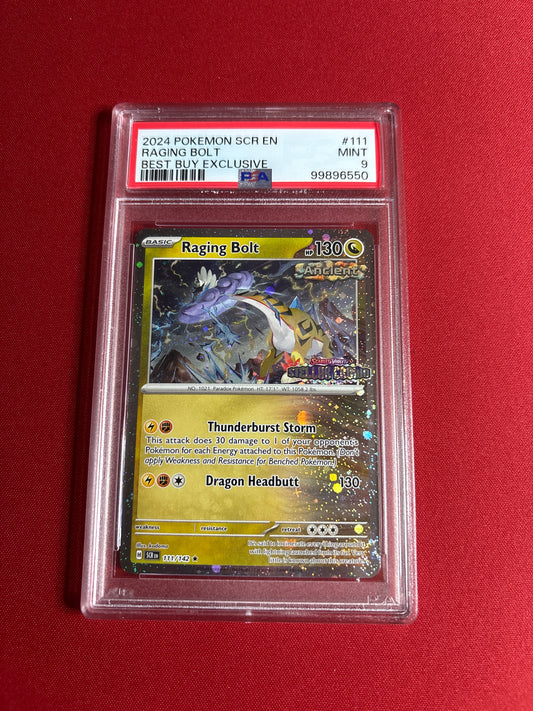 Pokemon Raging Bolt 111/142 Stamped Best Buy Exclusive PSA 9