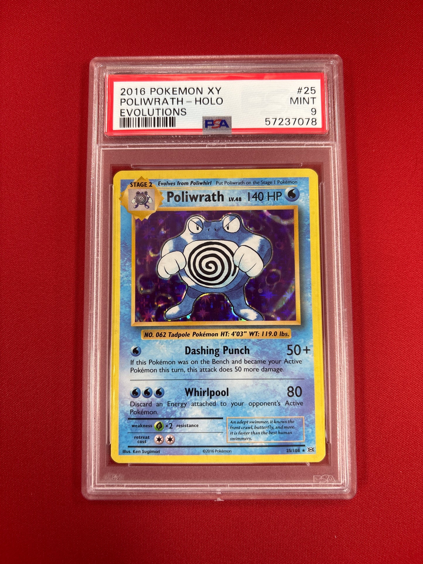 Pokemon Poliwrath 25/108 HOLO (2016) PSA 9