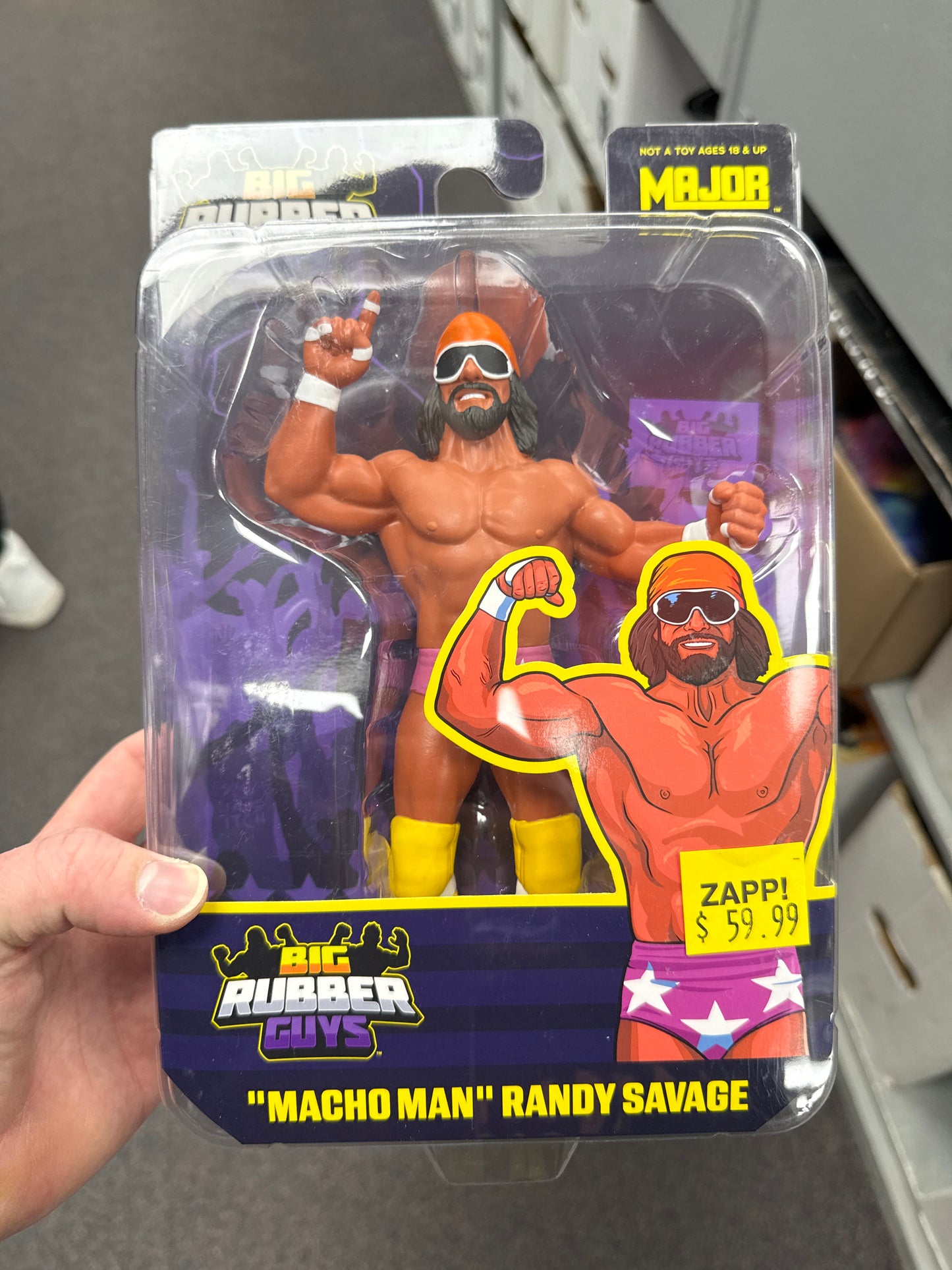 Major Wrestling Figure Podcast Big Rubber Guys Macho Man Randy Savage (Pink Trunks) (Small Crack in Box)